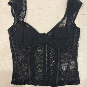 Edikted Black Lace Crop Bustier Top